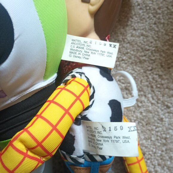 Disney Pixar Mattel Buzz Lightyear & Sheriff Woody Plush toy with Vi Head 14" - Picture 5 of 5